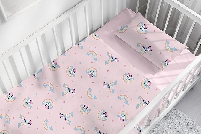 COMPLETO LENZUOLA LETTINO CULLA MINNIE TOPOLINA DISNEY COTONE