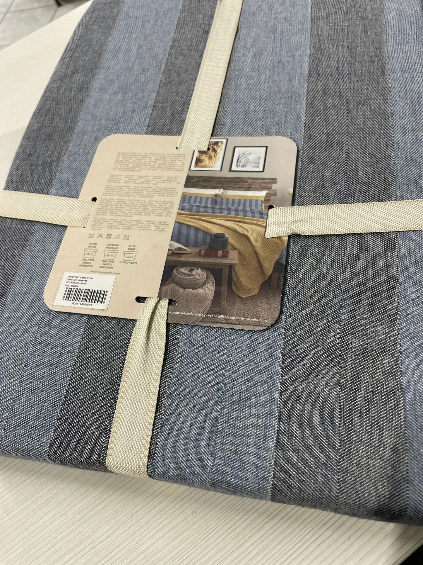 Parure Copripiumino Singolo Blu a Righe - Cotone Remade austin blue