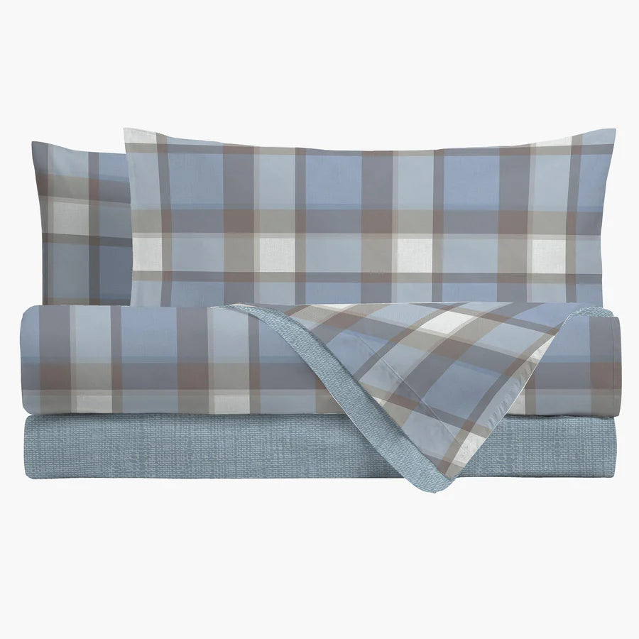 Parure copripiumino singolo clark blue di maestro singolo federa sacco cotone