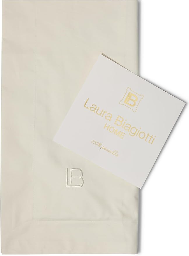 COMPLETO LETTO 2 PIAZZE LAURA BIAGIOTTI PERCALLE DI COTONE TINTA UNITA RICAMO VARI COLORI MAXI