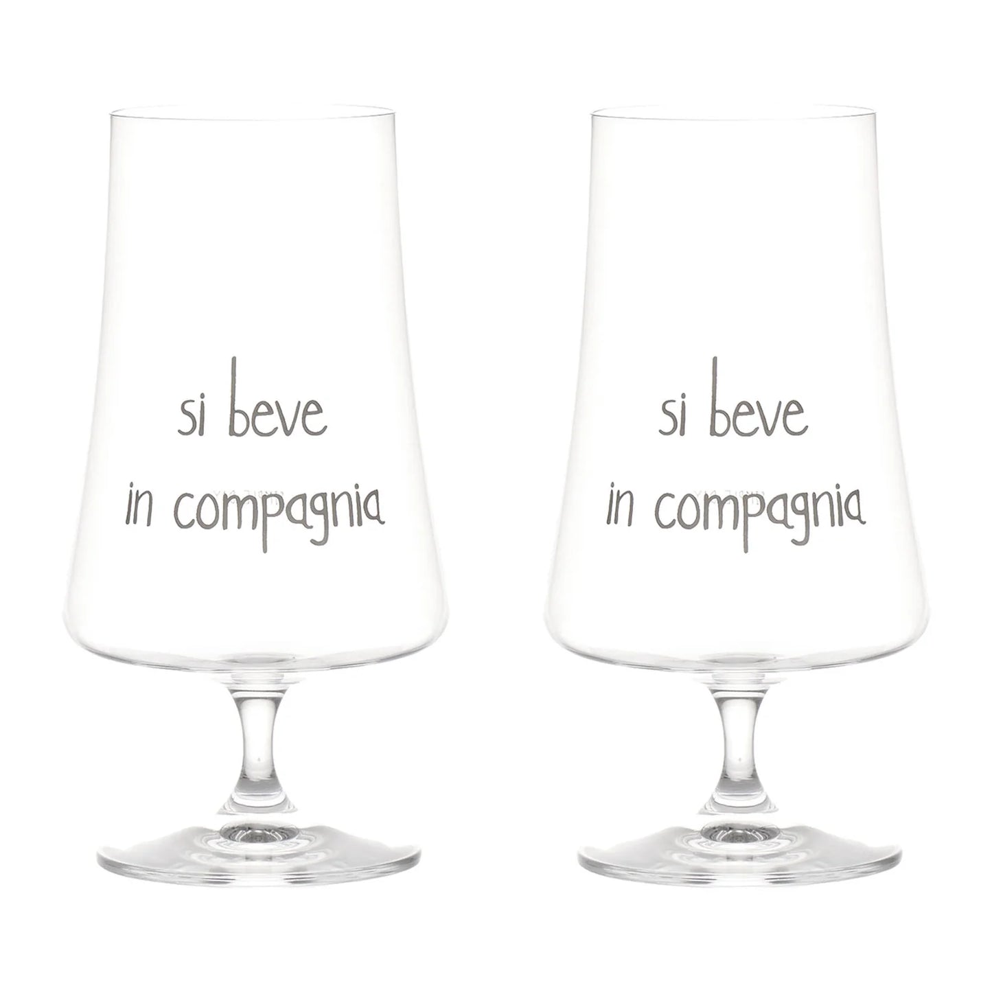 Set 2 Bicchieri Birra Vetro Temperato Si Beve in Compagnia Simple Day 55cl