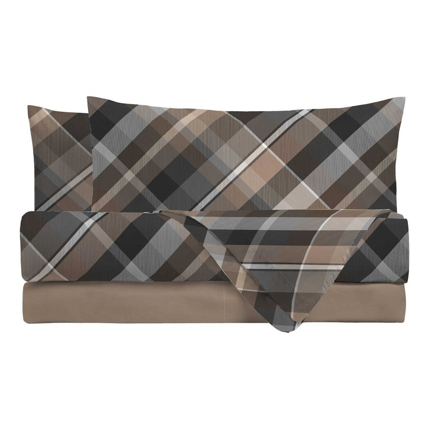 Lenzuola matrimoniali biancheria COMPLETO LETTO 2 PIAZZE Di Maestro COTONE Brent brown