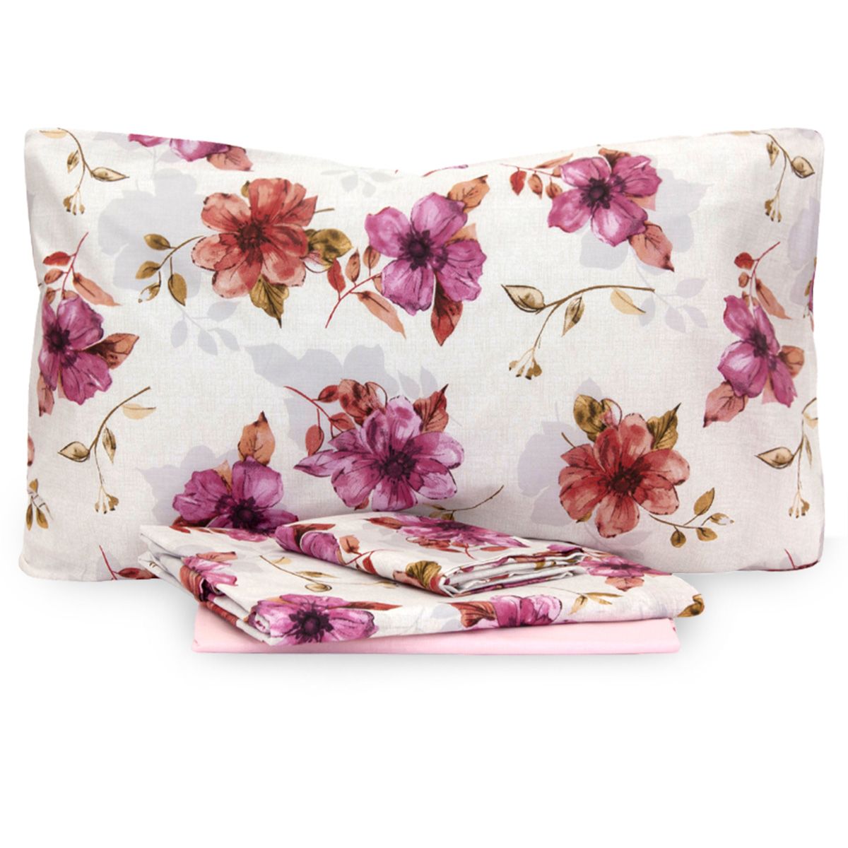 Completo letto matrimoniale Jolly Kama lenzuola cotone malva