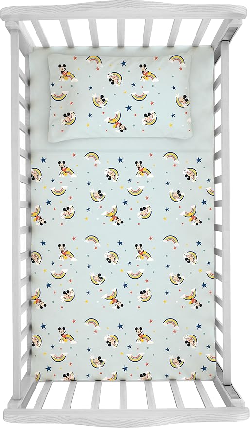 COMPLETO LENZUOLA LETTINO CULLA MICKEY MOUSE. TOPOLINO DISNEY COTONE