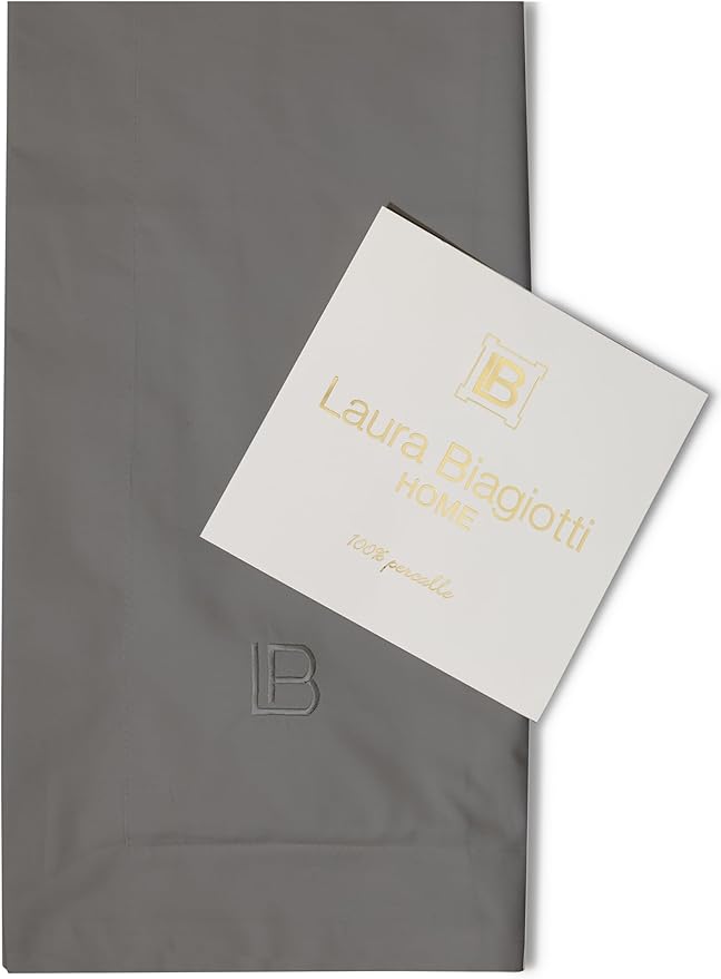 COMPLETO LETTO 2 PIAZZE LAURA BIAGIOTTI PERCALLE DI COTONE TINTA UNITA RICAMO VARI COLORI MAXI