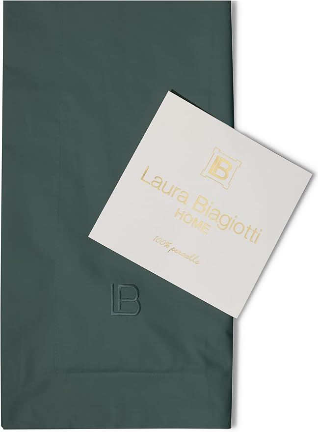 COMPLETO LETTO 2 PIAZZE LAURA BIAGIOTTI PERCALLE DI COTONE TINTA UNITA RICAMO VARI COLORI MAXI
