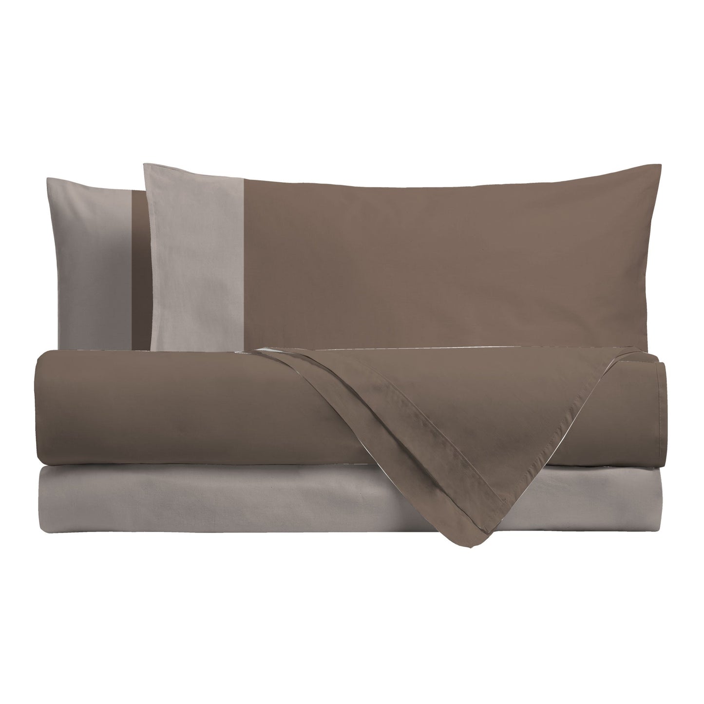 Happidea Completo Letto Singolo lenzuola in Cotone Bicolore biscotto/sabbia