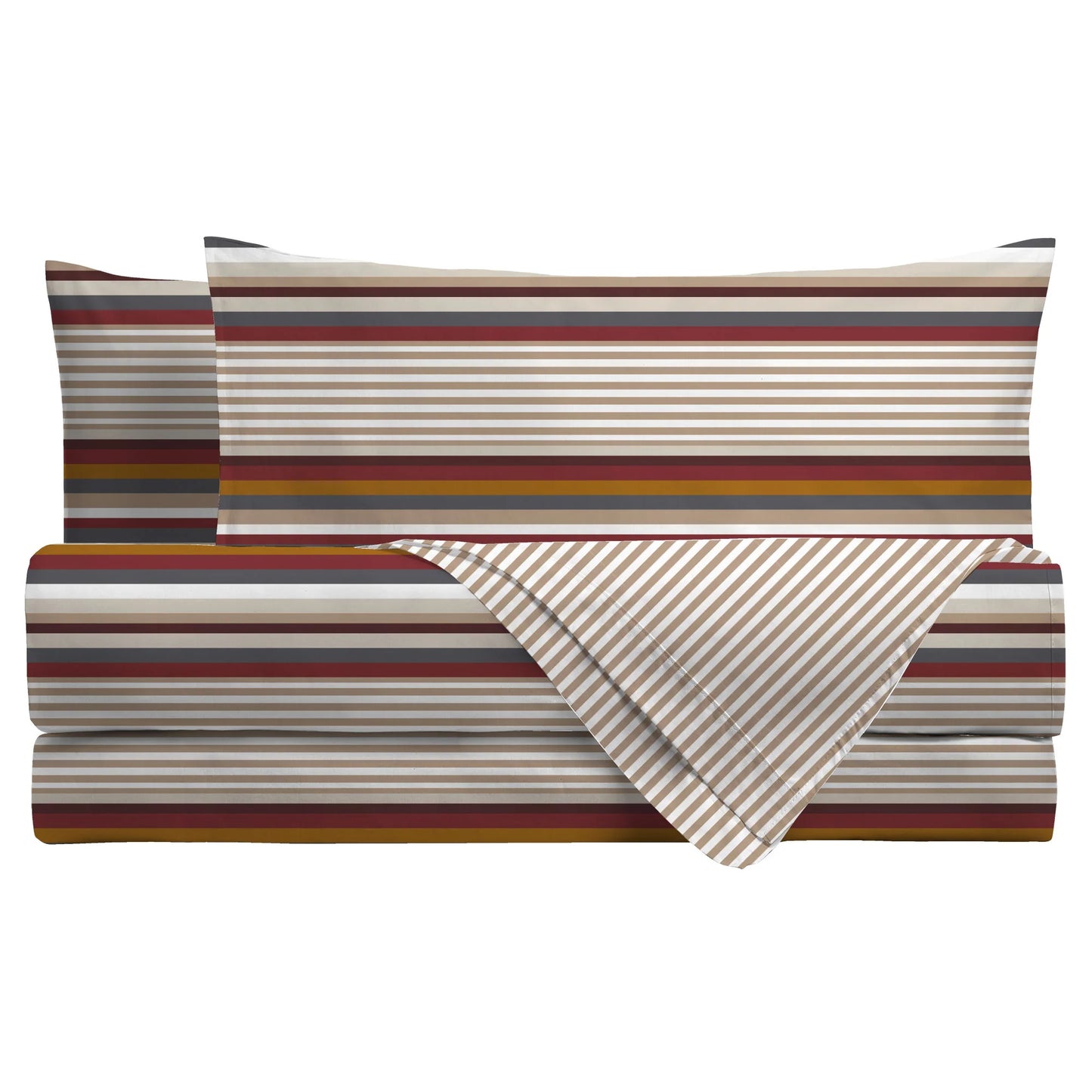 COMPLETO LETTO LENZUOLA COTONE MATRIMONIALE DI MAESTRO ITALIA RIGHE