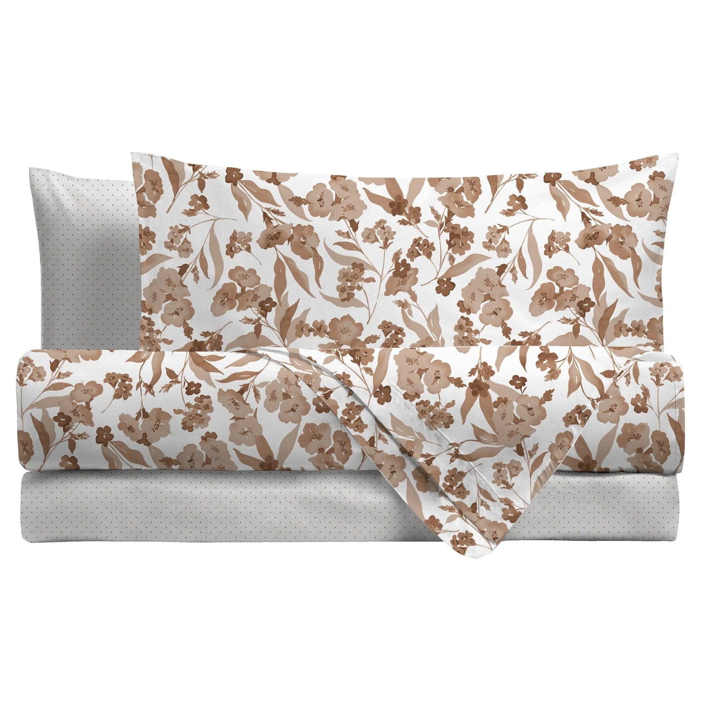 LENZUOLA MATRIMONIALI FLANELLA COMPLETO LETTO DI MAESTRO ITALIA fiori Malika caramel
