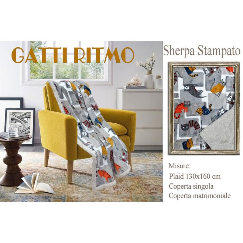 PLAID PILE STAMPATO AGNELLATO sherpa Gatti varie misure