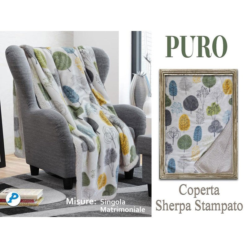 PLAID PILE STAMPATO AGNELLATO sherpa Puro varie misure