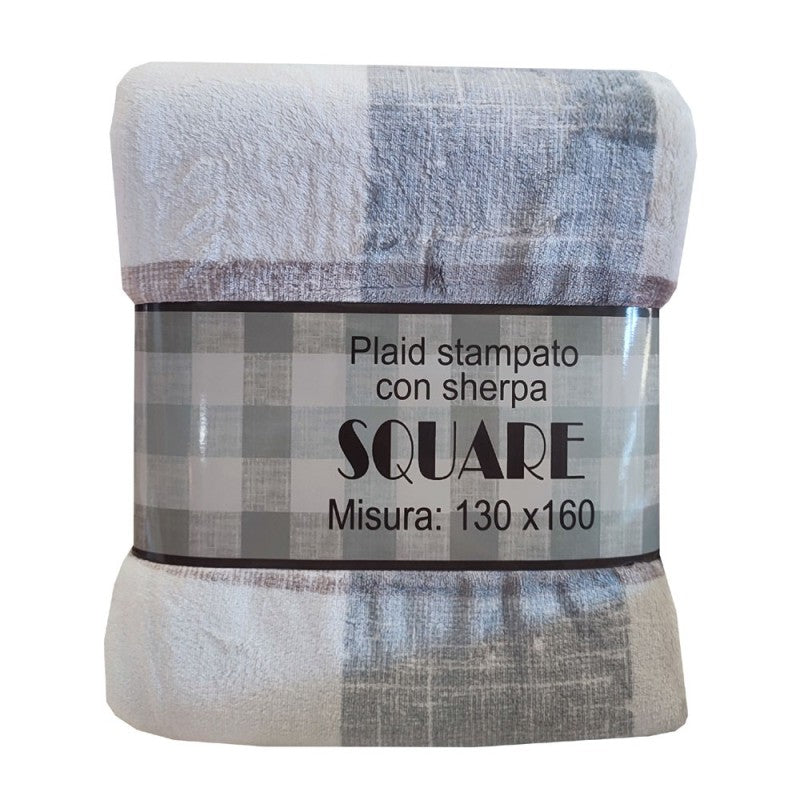 PLAID PILE STAMPATO AGNELLATO sherpa Square varie misure