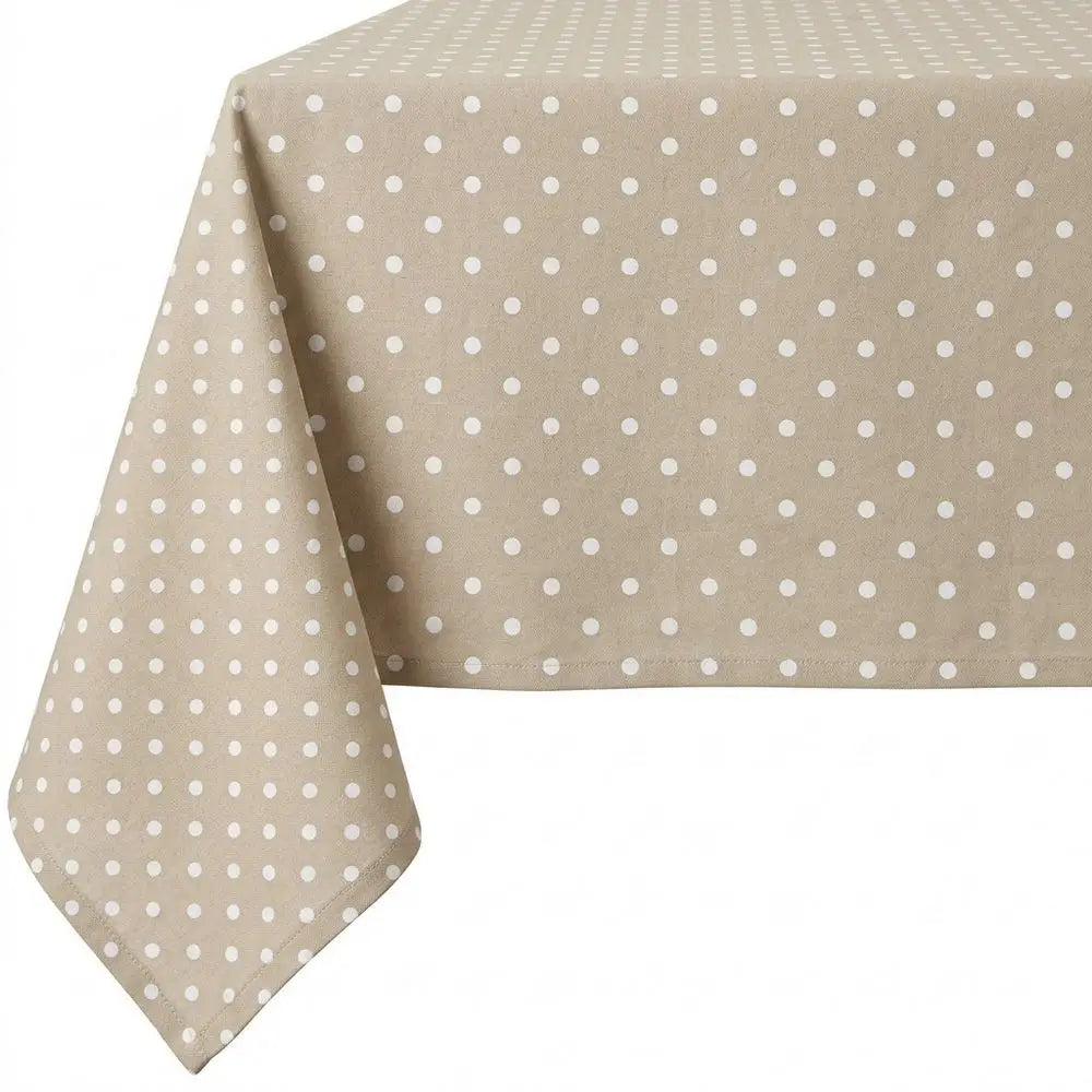 TOVAGLIA RESINATA ANTIMACCHIA IDROREPELLENTE COTONE MADE IN ITALY pois beige bianco