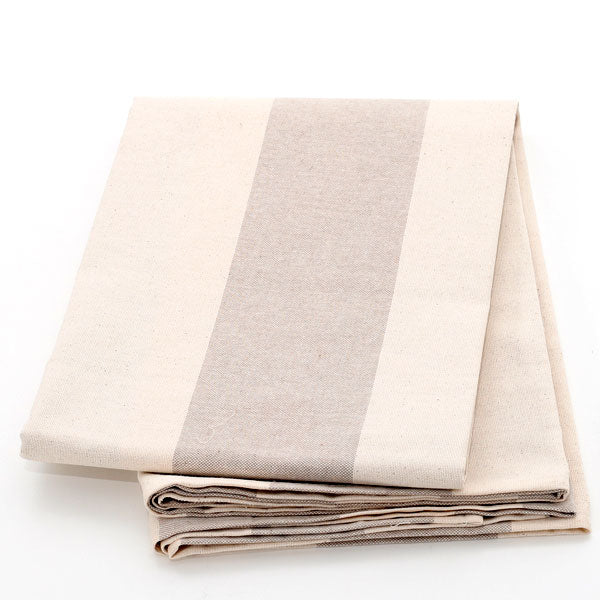 Tovaglia Artigianale Italiana 80% Cotone 20% Poliestere 6 12 18 posti righe larghe tortora