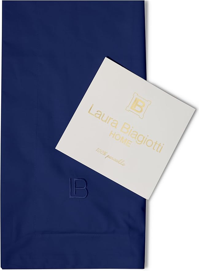 COMPLETO LETTO 2 PIAZZE LAURA BIAGIOTTI PERCALLE DI COTONE TINTA UNITA RICAMO VARI COLORI MAXI