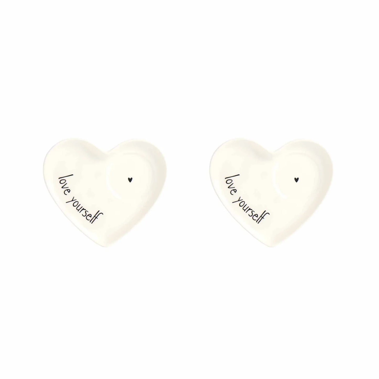 Set 2 Piattini Cuore Gres Ama Te Stesso Simple Day 12cm | Sottotazza Espresso