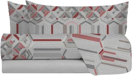 Completo letto matrimoniale Jolly Nilo lenzuola cotone grigio tortora