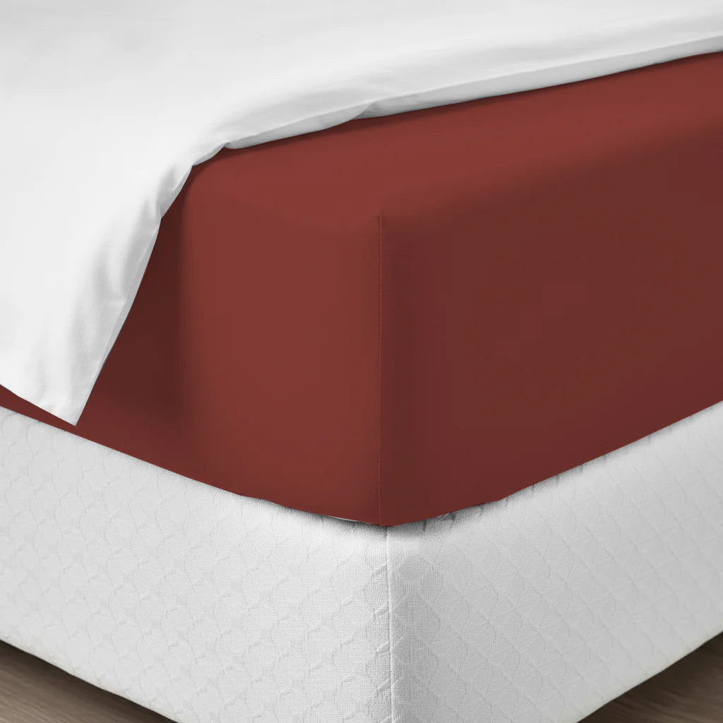 Lenzuolo sotto con Angoli 100% Cotone singolo matrimoniale Happidea argilla bruciata