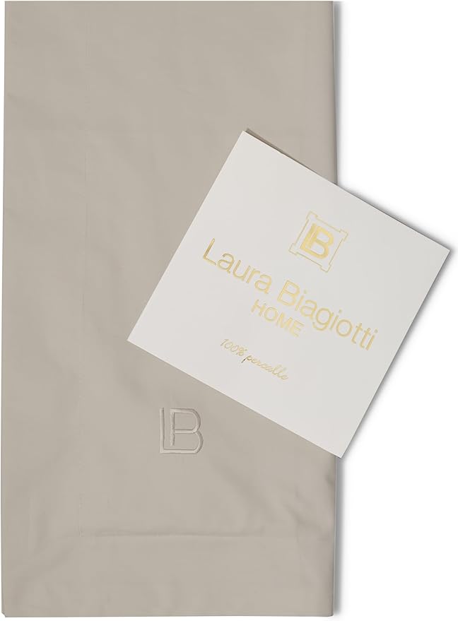 COMPLETO LETTO 2 PIAZZE LAURA BIAGIOTTI PERCALLE DI COTONE TINTA UNITA RICAMO VARI COLORI MAXI