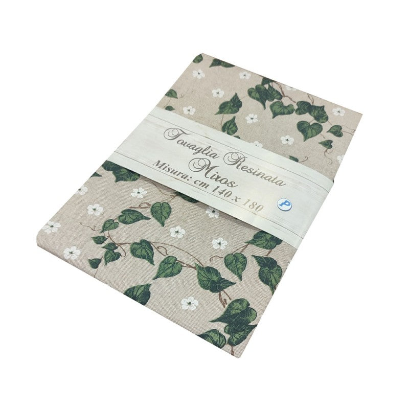 TOVAGLIA RESINATA ANTIMACCHIA IDROREPELLENTE COTONE MADE IN ITALY fiori edera