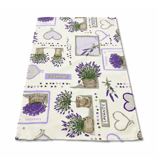 Tovaglia in Cotone 100% Artigianale Italiana lavanda rettangolare 6 12 18 posti