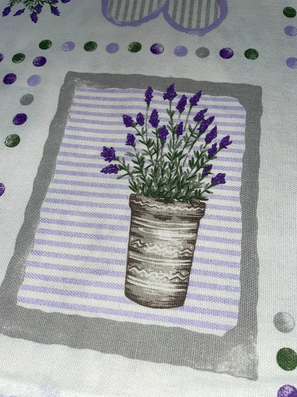 Tovaglia in Cotone 100% Artigianale Italiana lavanda rettangolare 6 12 18 posti