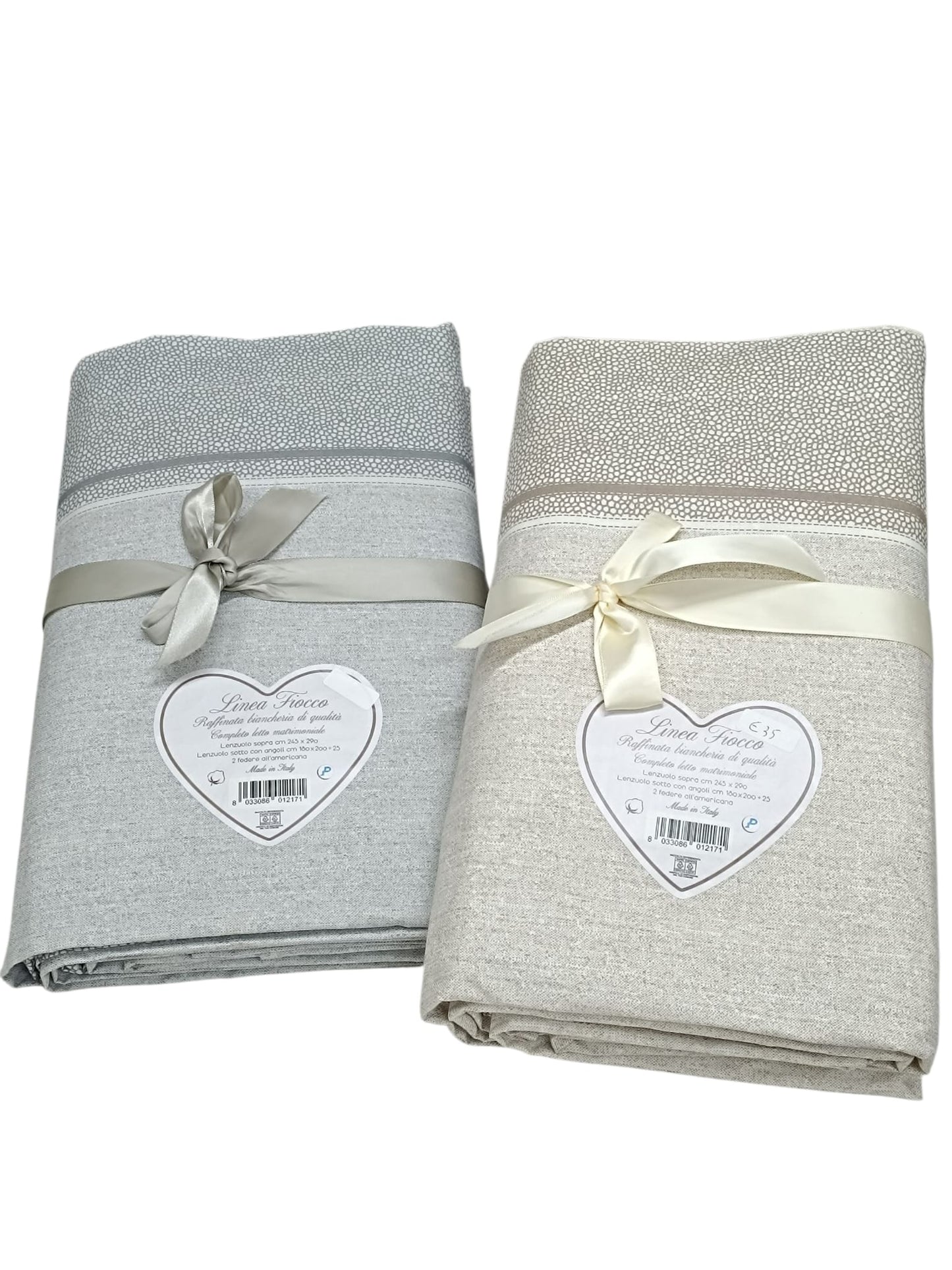 Completo letto matrimoniale made in Italy Linea Fiocco lenzuola cotone