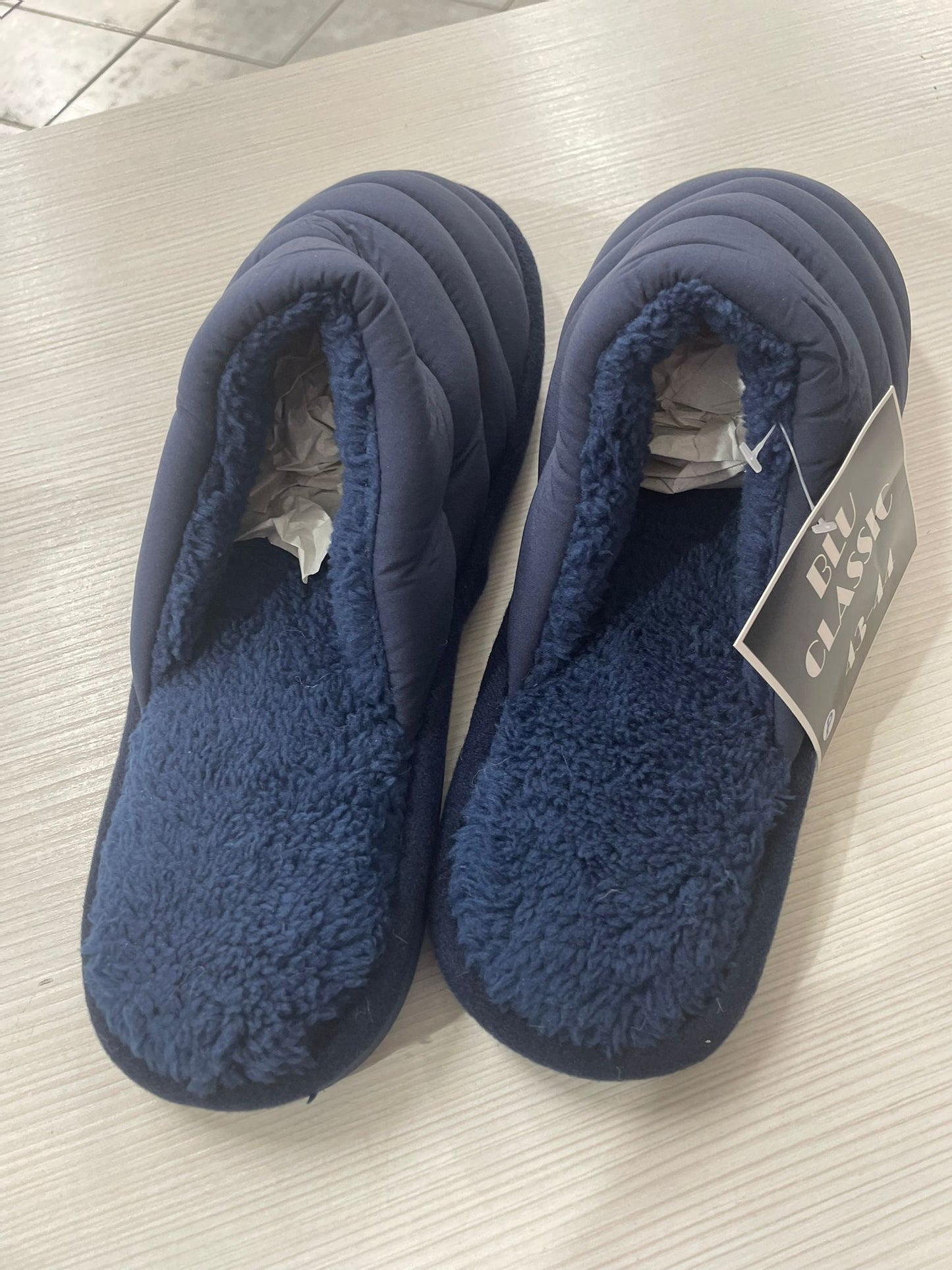 Pantofole Uomo Imbottite Blu - Ciabatte Invernali