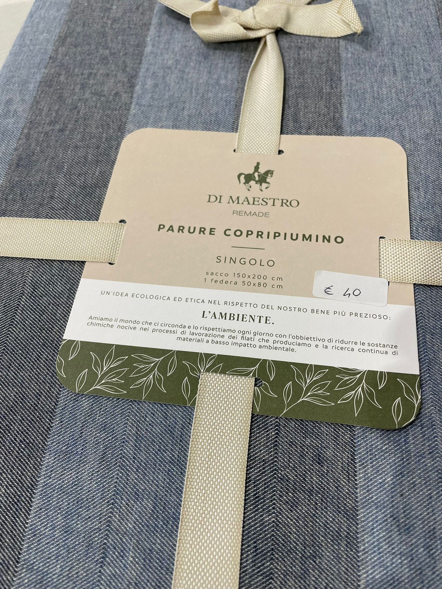 Parure Copripiumino Singolo Blu a Righe - Cotone Remade austin blue