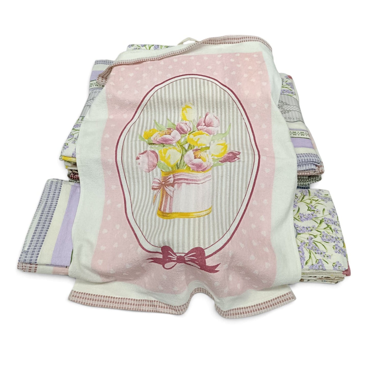 Pacco 6 pezzi strofinacci in 100% cotone spugna – Vari colori canovacci asciugapiatti