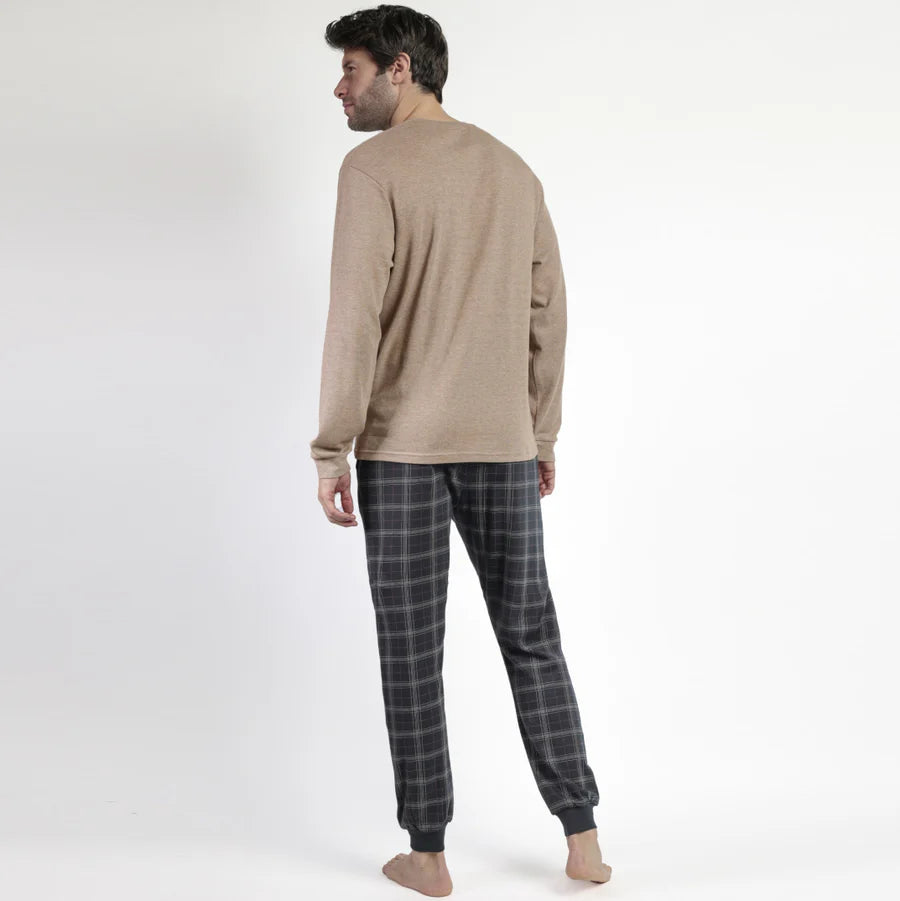 Pigiama uomo Admas caldo cotone 63762 girocollo scozzese