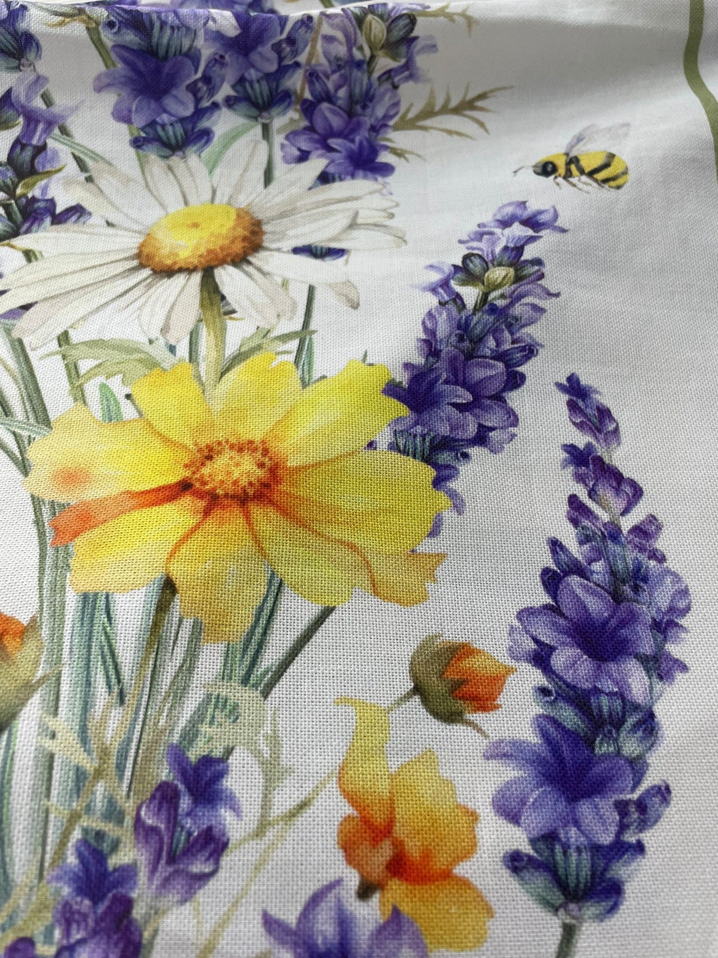 Tovaglia con stampa digitale 100% cotone biancheria tavola Lavanda fiori api