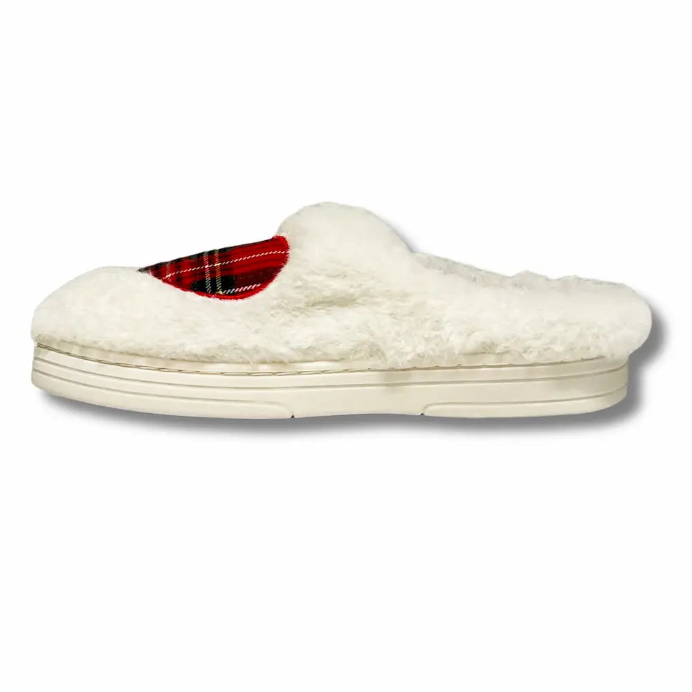 Pantofole Peluche Scozzesi con Cuore - Ciabatte Invernali Donna