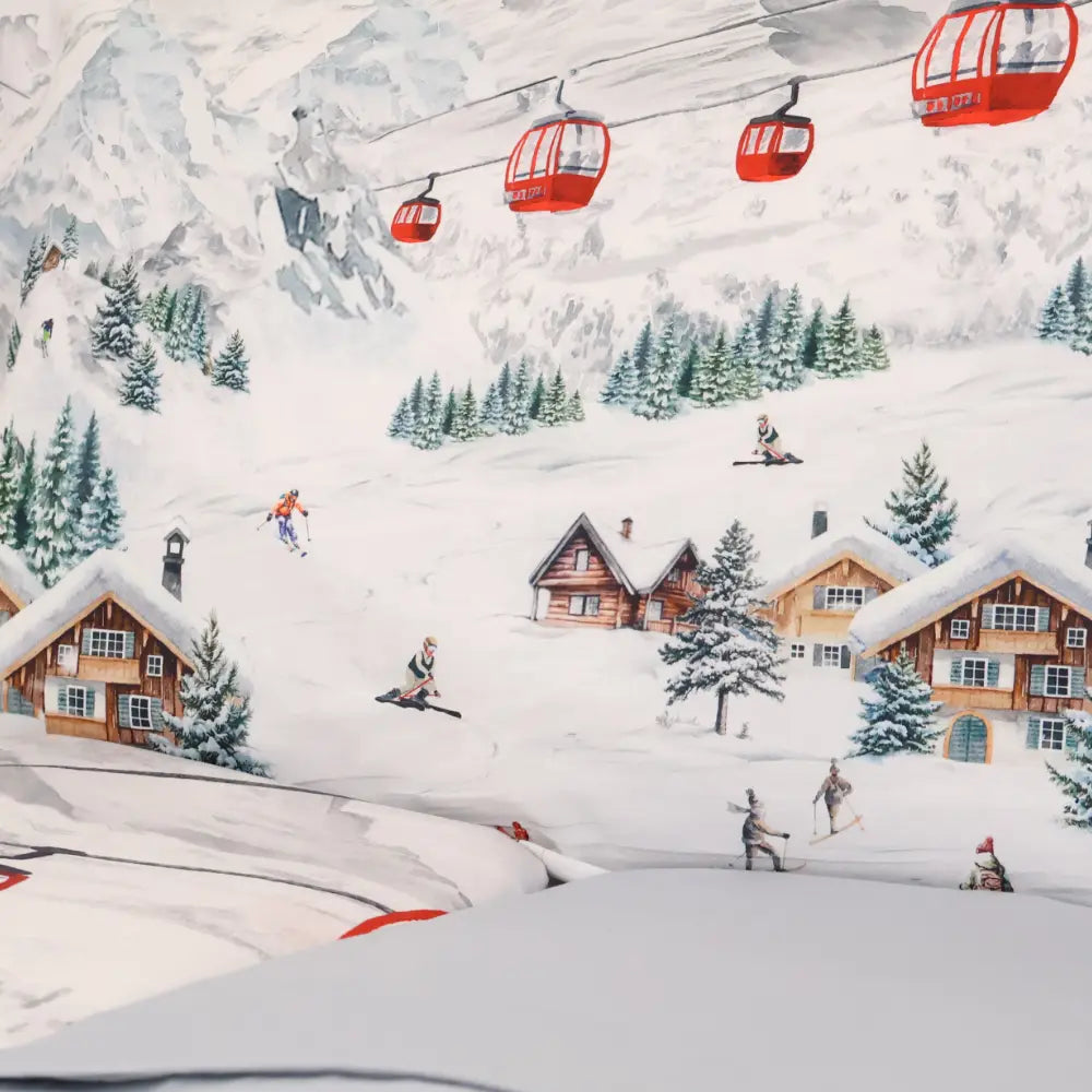 Completo letto matrimoniale stampa digitale paesaggio montagna sci 100% cotone