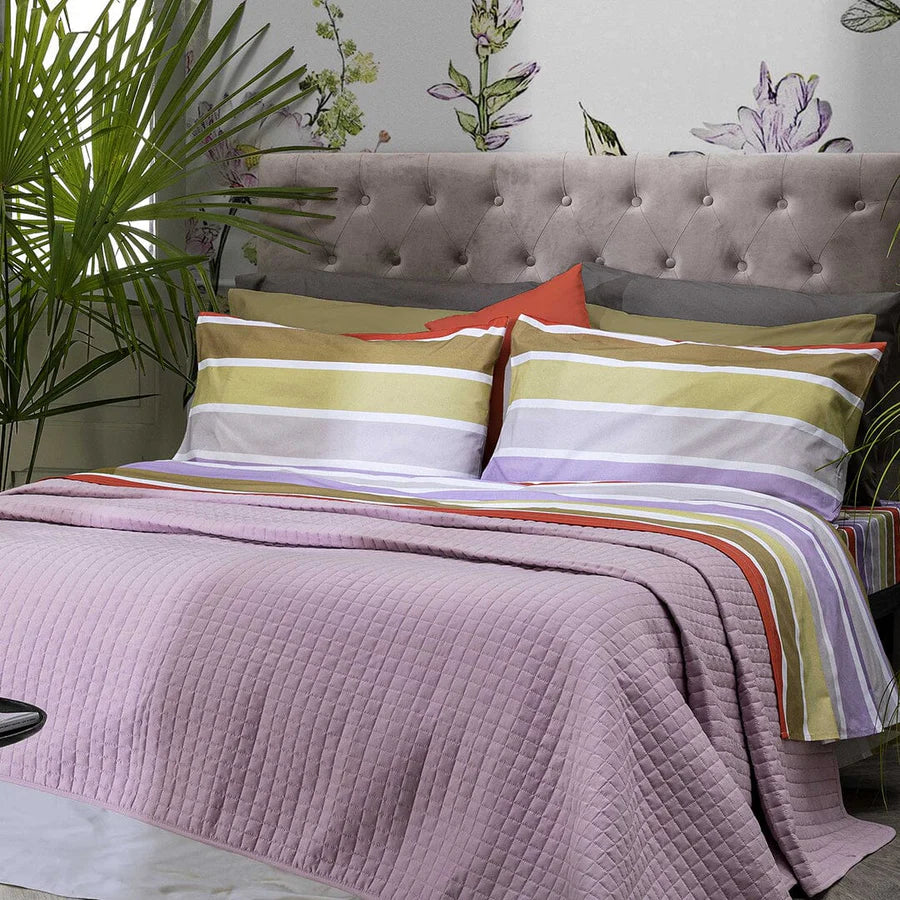LENZUOLA MATRIMONIALI DI COTONE COMPLETO LETTO DI MAESTRO ITALIA  RIGHE otis lilac