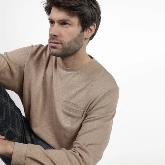 Pigiama uomo Admas caldo cotone 63762 girocollo scozzese