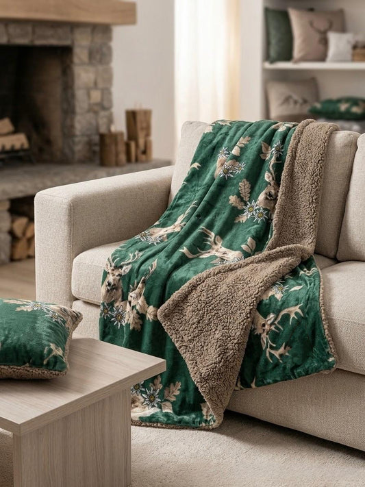 Plaid in pile agnellato Sherpa Renna Green – 3 misure