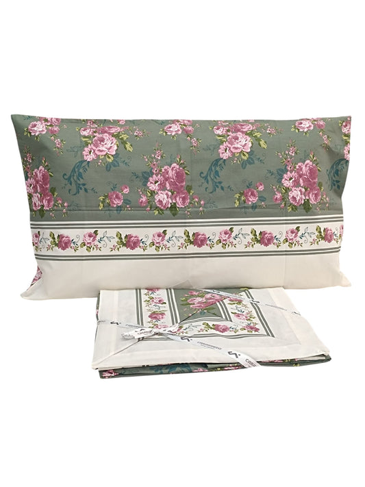 Completo Letto Matrimoniale Verde 100% Cotone - Set Lenzuola 2 Piazze Casarredo