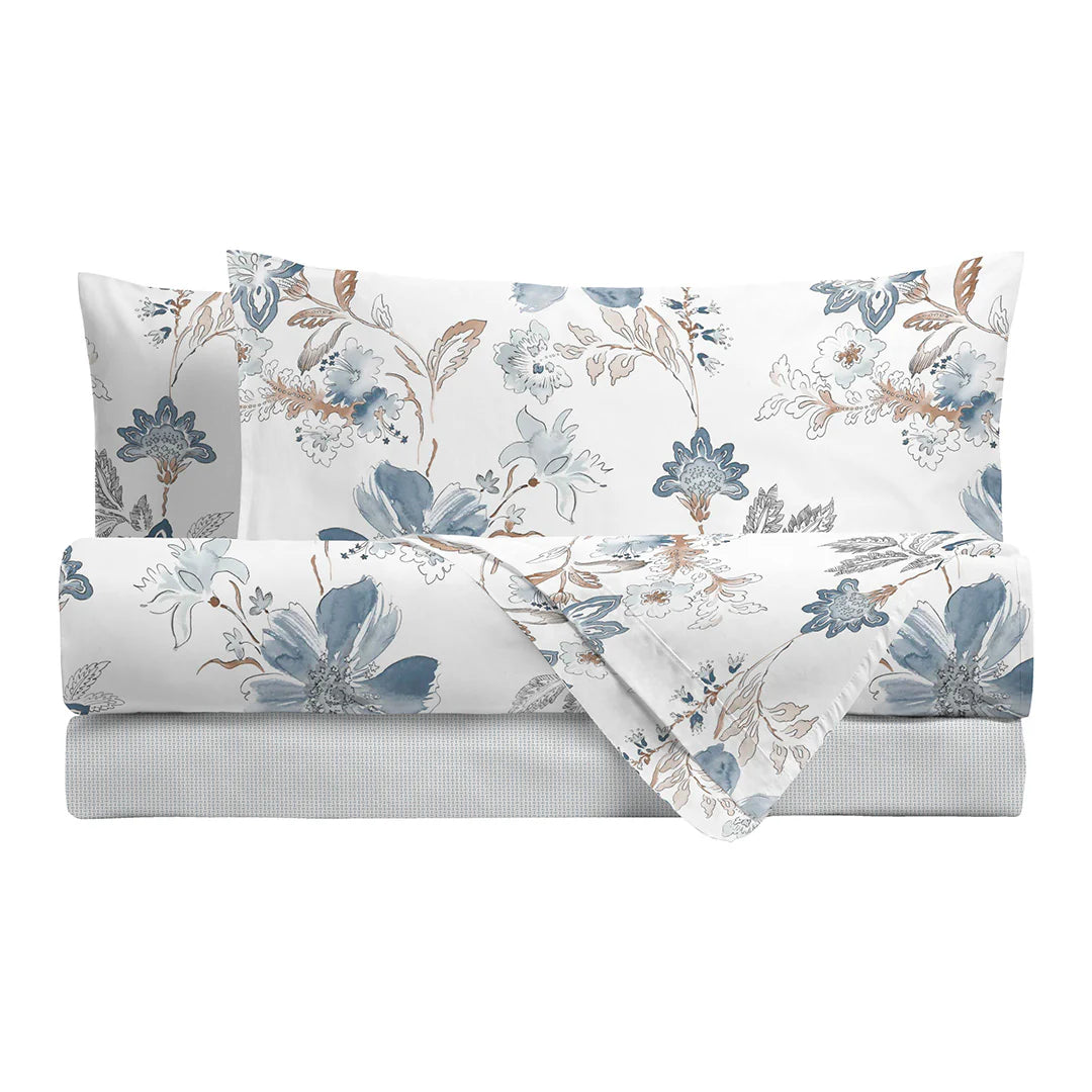 LENZUOLA MATRIMONIALI COTONE COMPLETO LETTO DI MAESTRO ITALIA fiori Amal