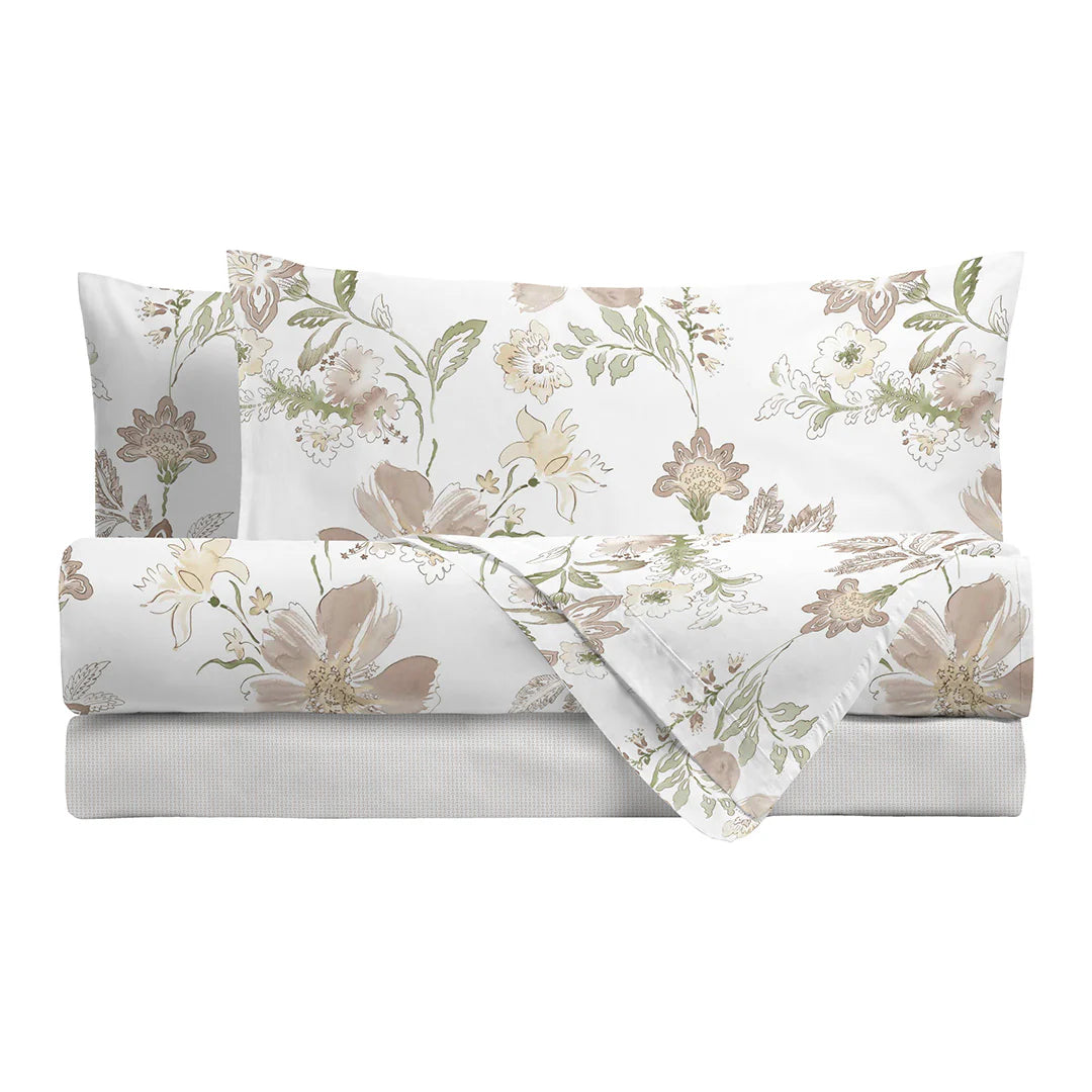 LENZUOLA MATRIMONIALI COTONE COMPLETO LETTO DI MAESTRO ITALIA fiori Amal