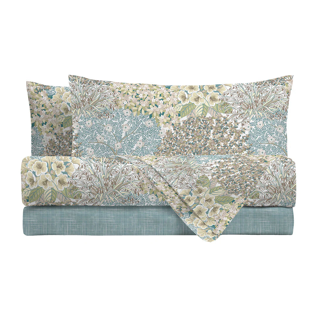 LENZUOLA MATRIMONIALI COTONE COMPLETO LETTO DI MAESTRO ITALIA fiori Danielle