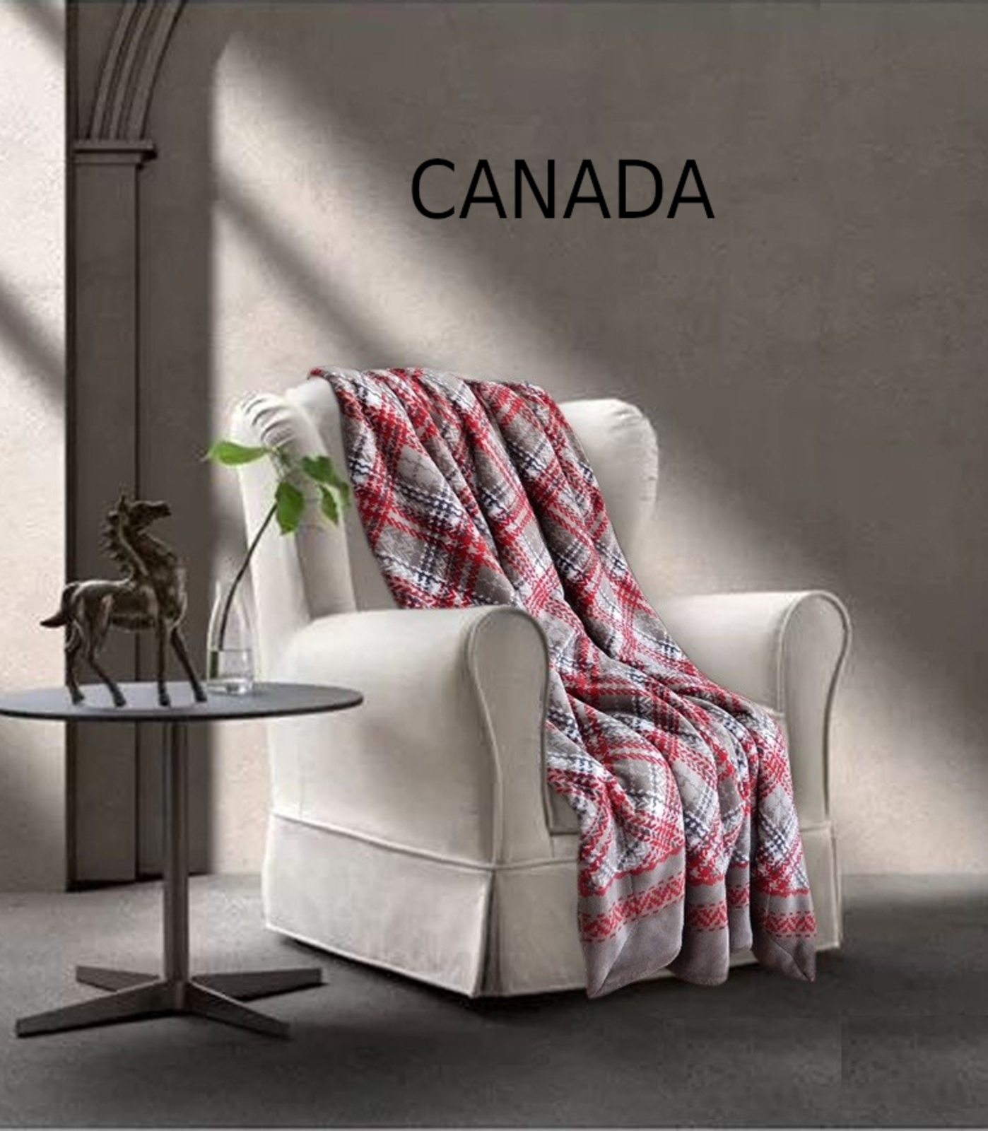 PLAID PILE STAMPATO AGNELLATO sherpa Canada varie misure