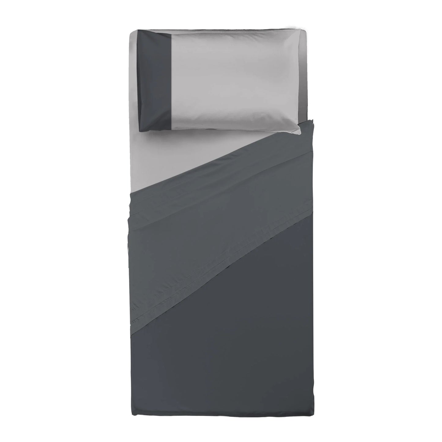 Happidea Completo Letto singolo e Matrimoniale lenzuola in Cotone grafite/perla