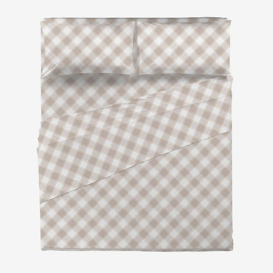 Lenzuola matrimoniali completo letto matrimoniale flanella chester beige Di Maestro