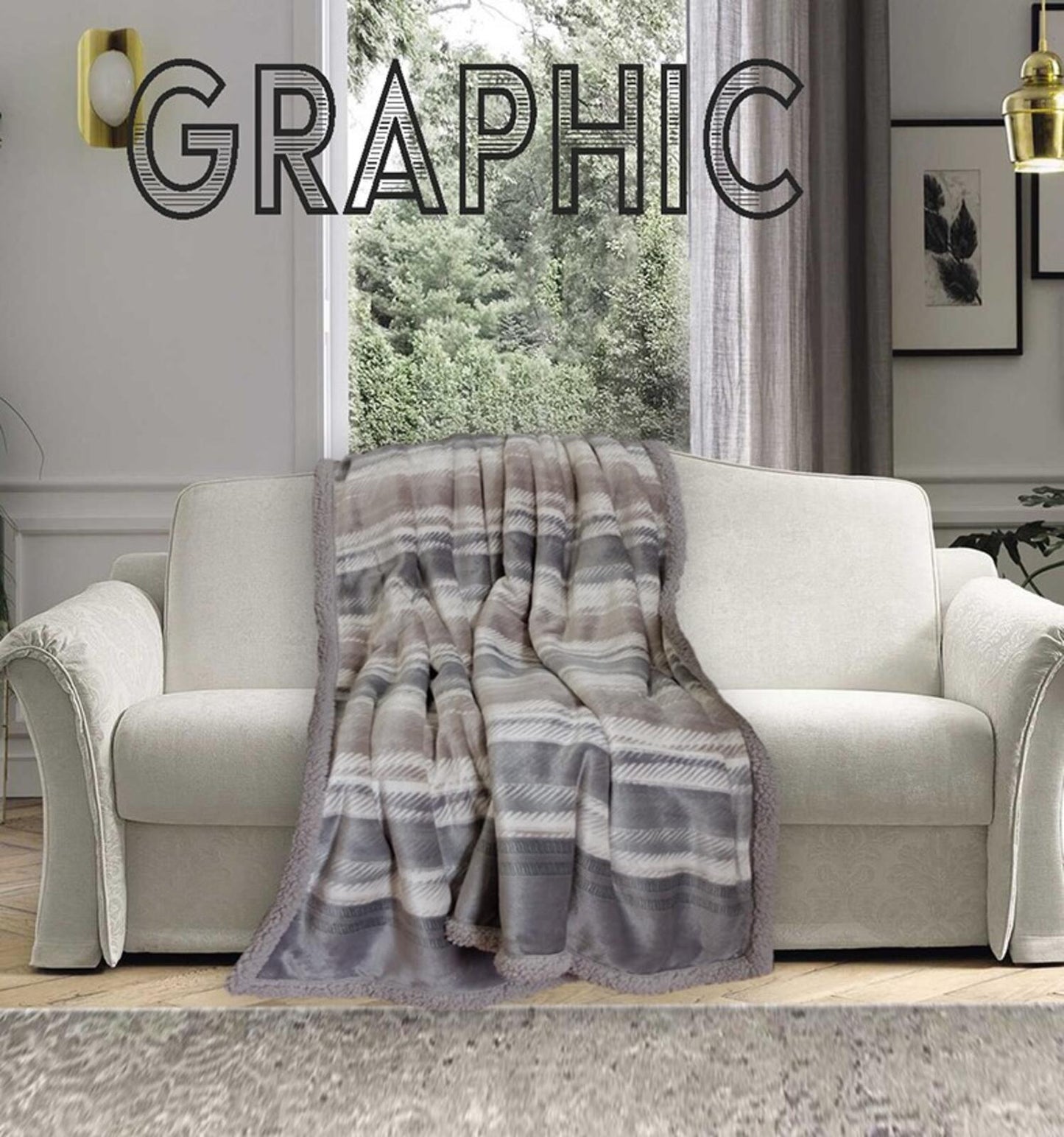 PLAID PILE STAMPATO AGNELLATO sherpa Graphic varie misure