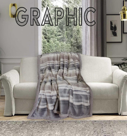 PLAID PILE STAMPATO AGNELLATO sherpa Graphic varie misure