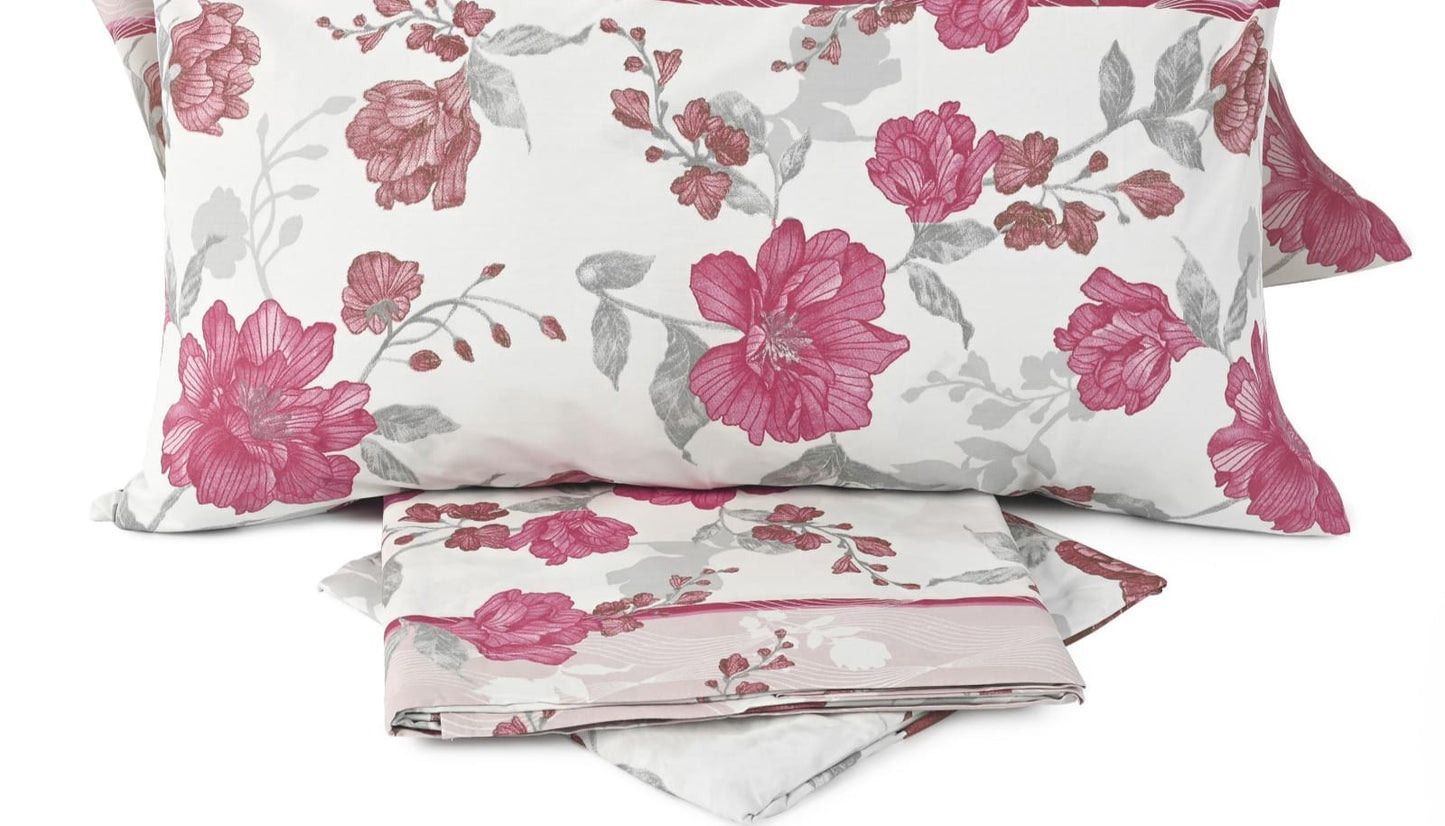 Lenzuola matrimoniali biancheria COMPLETO LETTO  2 PIAZZE LAURA BIAGIOTTI PERCALLE DI COTONE HELICONA ROSA