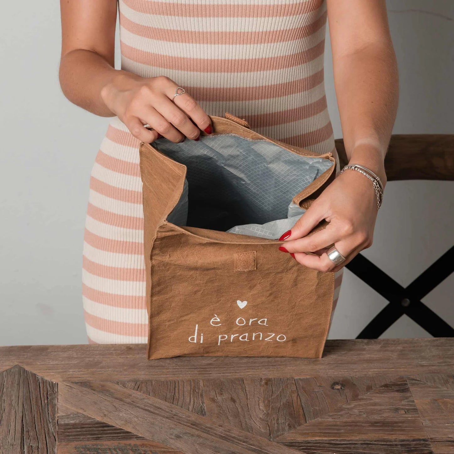 Lunchbox È ora di pranzo sacchetto termico in cellulosa porta pranzo simple day