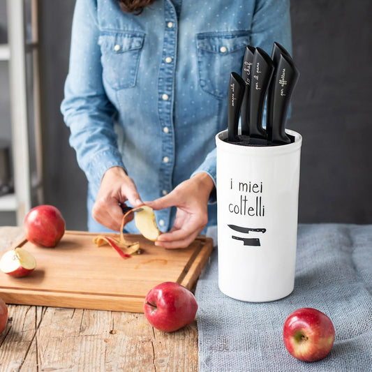 Portacoltelli Gres I Miei Coltelli Simple Day 12,5x24cm | Ceppo Coltelli interno in polipropilene