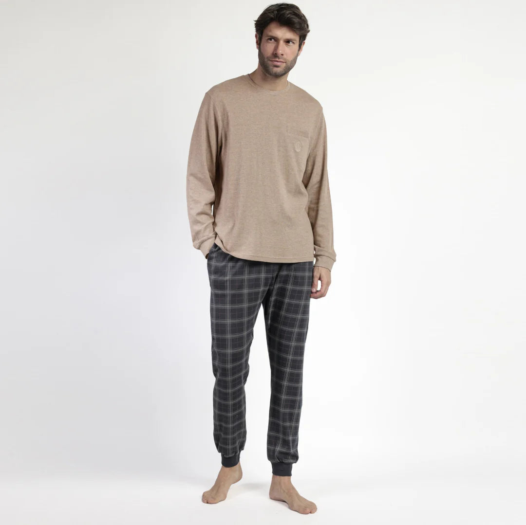 Pigiama uomo Admas caldo cotone 63762 girocollo scozzese